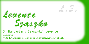 levente szaszko business card